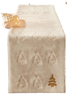 Home-trends24. de Tischläufer Fell weiß Tannenbaum Tischläufer Tischdecke Weihnachten 140cm