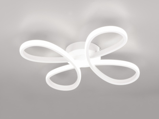 Dimmbare LED Deckenleuchte FLY geschwungen Weiß, Breite 40cm