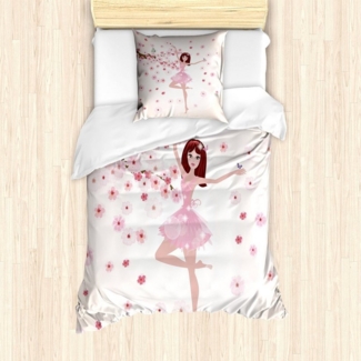Abakuhaus Bettwäsche Milbensicher Allergiker geeignet mit Kissenbezug, Microfaser, Ballett Ballerina-Mädchen Sakura Baum