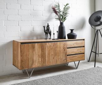 Sideboard Stonegrace 175x45 cm Akazie Natur Schiefer 2 Türen 3 Schübe