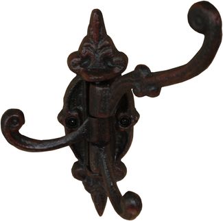 Haken Garderobe Handtuchhaken Wandhaken Landhaus Guss drehbar schwarz-braun