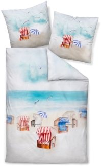 Janine Mako-Satin Bettwäsche 155x220,80x80 2 teilig Modern Art S 42141-02-512 himmelblau