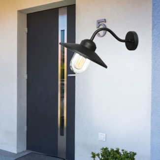 Außenleuchte, Wandlampe, Edelstahl, Schwarz, H 25,5 cm