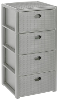 Kreher Rollcontainer mit 4 Schubladen im Rattan Design (Grau), (1 St)