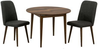 Dmora Tisch- und Stuhlset Bee, Gartensitzgruppe, Zusammensetzung von Tischen und Bänken, Outdoor-Lounge mit Tisch und Stühlen, 100x100h75 cm, Walnuss und Anthrazit