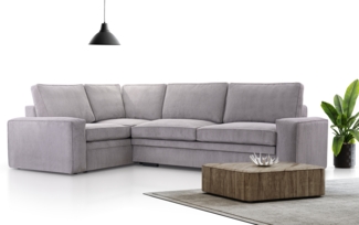 AX LIVING Cord Schlafsofa Ecksofa grau Treville mit Schlaffunktion L