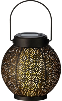 Lumineo LED Solarleuchte, Timer, warmweiß, Solar Gartenleuchte LED Laterne 14x16cm Metall Warmweiß