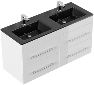Badmöbel Ovation schwarzes Waschbecken SoftClose weiss hochglanz : Weiss hochglanz