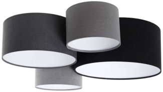 BPS Koncept 084-02-051 Plafond 4FLAME 4xE27 60W Velours auf PVC-Basis schwarz, grau, weiß H:34cm B:92x88 cm dimmbar