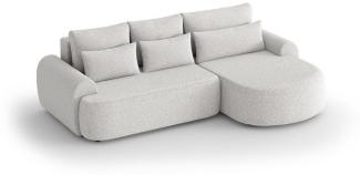 Beautysofa Ecksofa Olivio, mit Wellenunterfederung, Ecke gepolstert beige, mit Relaxfunktion, mit Bettkasten, aus Boucle-Stoff