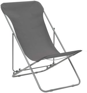 vidaXL Klappbare Strandstühle 2 Stk. Stahl und Oxford-Gewebe Grau 44361