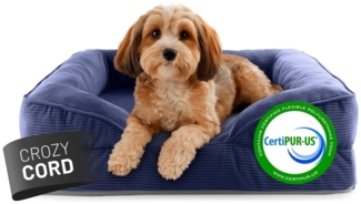 Lumaland Hundebett Indoor Cord S 70 x 60 x 18 cm dunkelblau vakuumiert