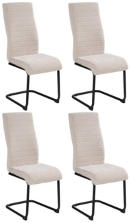 Home4You Freischwinger Schwingstühle 4er Set, Beige, Webstoff, Metall, mit Quersteppung
