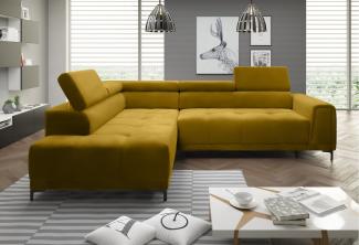 Stylefy Volter Ecksofa Velours Gelb Links