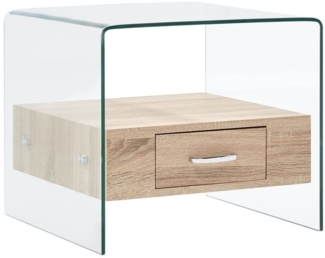 vidaXL Couchtisch mit Schublade 50x50x45 cm Hartglas 284724