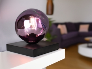 Kleine LED Tischleuchte mit ausgefallener Glasskugel Violett, H 17,5cm
