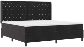 vidaXL LED Boxspringbett mit Matratze Argyle Schwarz 200 x 200 cm Samt 3343834