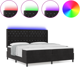 vidaXL LED Boxspringbett mit Matratze Schwarz 200x200 cm Samt 3343834