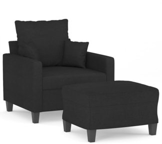 vidaXL Sessel mit Hocker Schwarz 60 cm Stoff 3201085