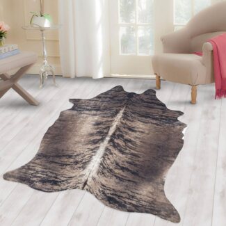 Carpettex Fellteppich Rindsleder Imitat, Rund, Höhe: 7 mm, Fellteppich Kuhfell Rindsleder Imitat Digitaldruck Waschbar Rutschfest