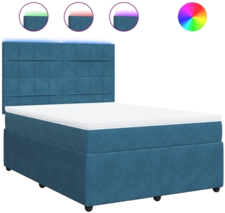 vidaXL Boxspringbett mit Matratze Blau 140x190 cm Samt 3294638