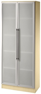 Glastürenschrank 5 Ordnerhöhen, CE Ahorn / Silber