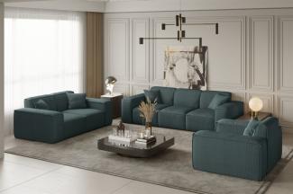 Sofaset Designersofa CELES 3-2-1 in Stoff Scala Petrol