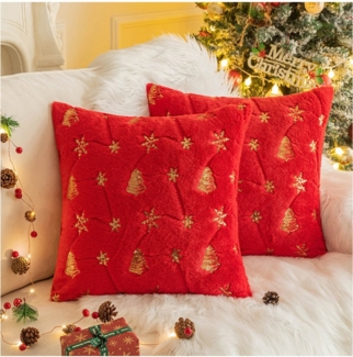 Qelus Kissenbezüge Kissenbezug Weihnachtsbaum Schneeflocke Bestickt Kissenbezüge 45x45cm, (2 Stück)