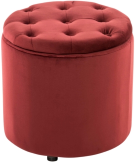 Sitzhocker CUTUN - Samt Rot 44 x 44 x 42 cm | Hocker Schlafzimmer Polsterhocker Wohnzimmer Sitzbank Esszimmer