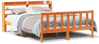 vidaXL Bettgestell mit Kopfteil ohne Matratze Wachsbraun 135x190 cm 3306593
