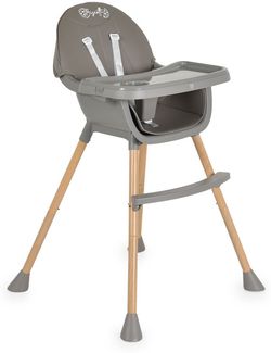 Moni Kinderhochstuhl Biscotti 2 in 1 Kinderstuhl Anti-Rutsch-Füße Doppeltablett grau