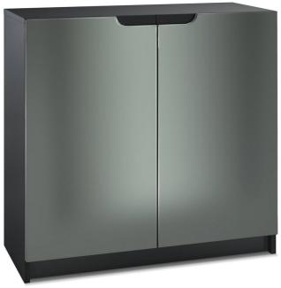 Vladon Sideboard Logan, Kommode mit 2 Türen, Schwarz matt/Graphit Seidenmatt (82 x 78 x 37 cm)