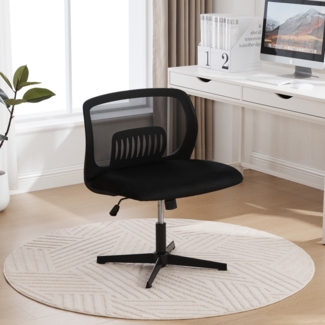 Armloser Büro-/Lesesessel, höhenverstellbar & drehbar, schwarz Velours, 61 x 55 x 73 cm