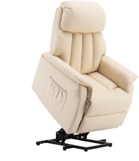 MCombo Elektrisch Aufstehhilfe Fernsehsessel Relaxsessel 7299, elektrisch verstellbar, Kunstleder, Creme, 77 x 72 x 110 cm