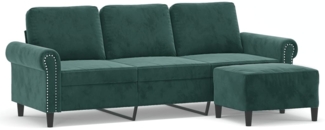 vidaXL 3-Sitzer-Sofa mit Hocker Dunkelgrün 180 cm Samt 3201217