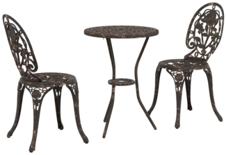 vidaXL Garten Bistro Set 3 pcs Bronze Aluminium 42002386