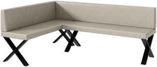 MEBLINI Eckbank für Esszimmer - Küchenbank - Essecke - Sitzecke Küche - ERIC - X-Beine 142x196x87cm Links - Beige Kunstleder