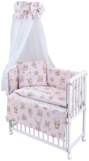 Baby-Delux Beistellbett Babybett Teddy Rosa, Stillbett 90x40 weiß höhenverstellbar, Matratze inkl. komplett Set