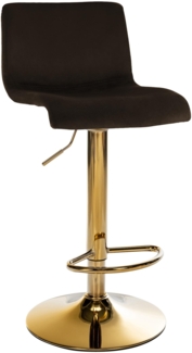 CLP Barhocker Hover Samtbezug höhenverstellbar drehbar mit Rückenlehne,braun Metall gold