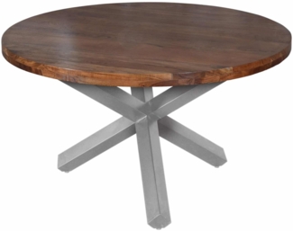 Runder Massivholz Tisch Akazie Nussbaum 140 cm silber RUNA 527547