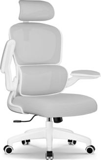 Ergonomischer Bürostuhl mit Klapparmlehnen, Kopfstütze & Lendenwirbelstütze