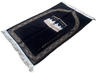 Lale Collection® Orientteppich Gebetsteppich Kaaba + Koran + tasbih Gold schwarz dünn Islam Seccade, Teppich