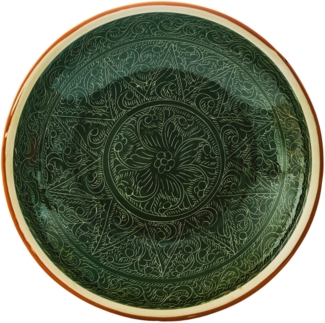 Usbekischer Rischtan Lagan Ø37 cm Oriental Ljagan Keramik Schale Plate Glasur Teller Handarbeit