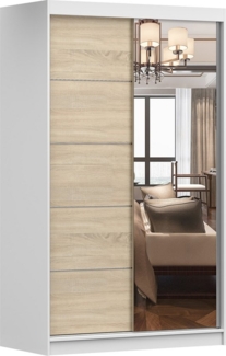 MOEBLO Kleiderschrank NOAH 05 (mit Spiegel Schwebetürenschrank 2-türig Schrank mit vielen Einlegeböden und Kleiderstange, Gaderobe Schiebtüren Schlafzimmer-Wohnzimmerschrank Modern Design) (BxHxT): 120x200x61 cm