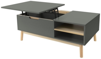 ML-DESIGN Couchtisch Sofatisch Wohnzimmertisch Beistelltisch Kaffeetisch für Wohnzimmer, Grün-Natur 100 x 56 x 40 cm Kiefernholz-Füße mit Stauraum