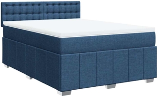 vidaXL Boxspringbett mit Matratze Blau 140x190 cm Stoff 3287083