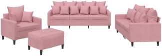 vidaXL 4-tlg. Sofagarnitur mit Kissen Rosa Samt 3201693