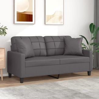 vidaXL 2-Sitzer-Sofa mit Zierkissen Grau 140 cm Kunstleder 3200805