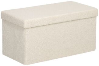 HOMCOM Sitzbank mit Stauraum, faltbar, mit Samtoptik, Sitztruhe (Truhenbank, 1-St, Polsterbank), für Flur Schlafzimmer Wohnzimmer, 76 x 38 x 38 cm Cremeweiß