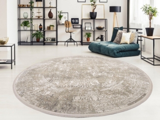 OCI DIE TEPPICHMARKE Teppich BESTSELLER CAVA, rund, Höhe: 8 mm, Glanz Viskose, Hoch Tief Struktur, mit Fransen, Wohnzimmer